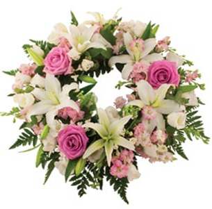 28B Luxury wreath with roses and lilies