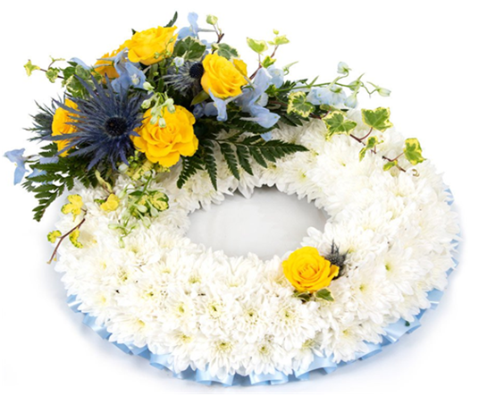 35C - Based wreath - chrysanthemums